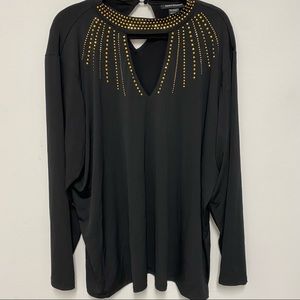 Plus Size Choker Neck Embellished Blouse 30/32 NWT